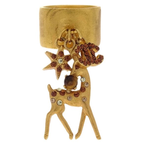 Chanel Ring Gold Rhinestone #53 #13 01A 176638 - Picture 1 of 4